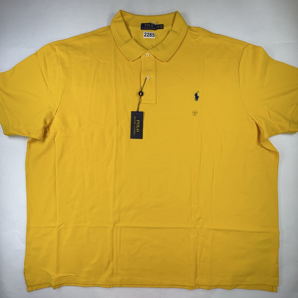 Polo Ralph Lauren Polo Shirt Mens Big 5XB Yellow Short Sleeve Cotton Knit Logo